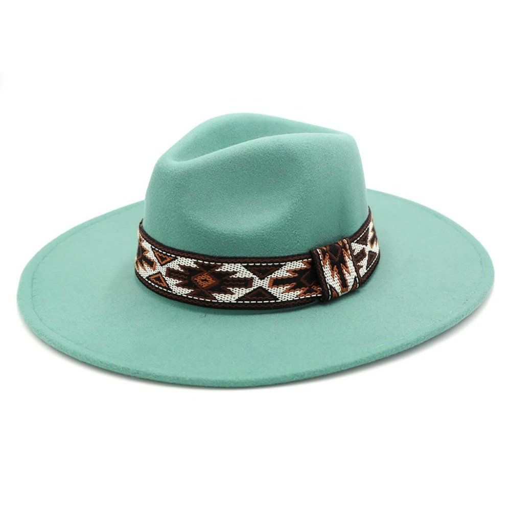 Felt Wide Brim Hat with Aztec Band - Picture 2 of 3